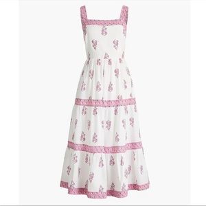 Block-print Squareneck Tiered Dress